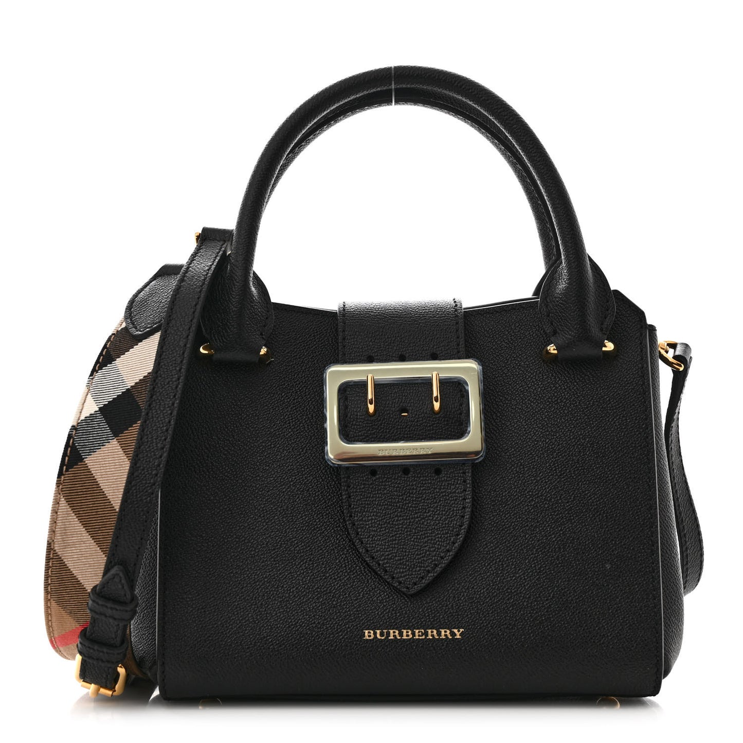 Soft Grain Calfskin Small Buckle Tote Black