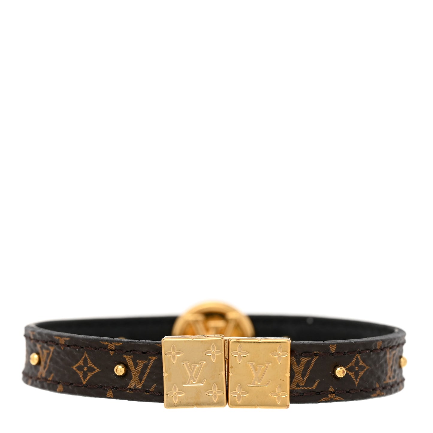 Monogram LV Circle Reversible Bracelet 17 Black