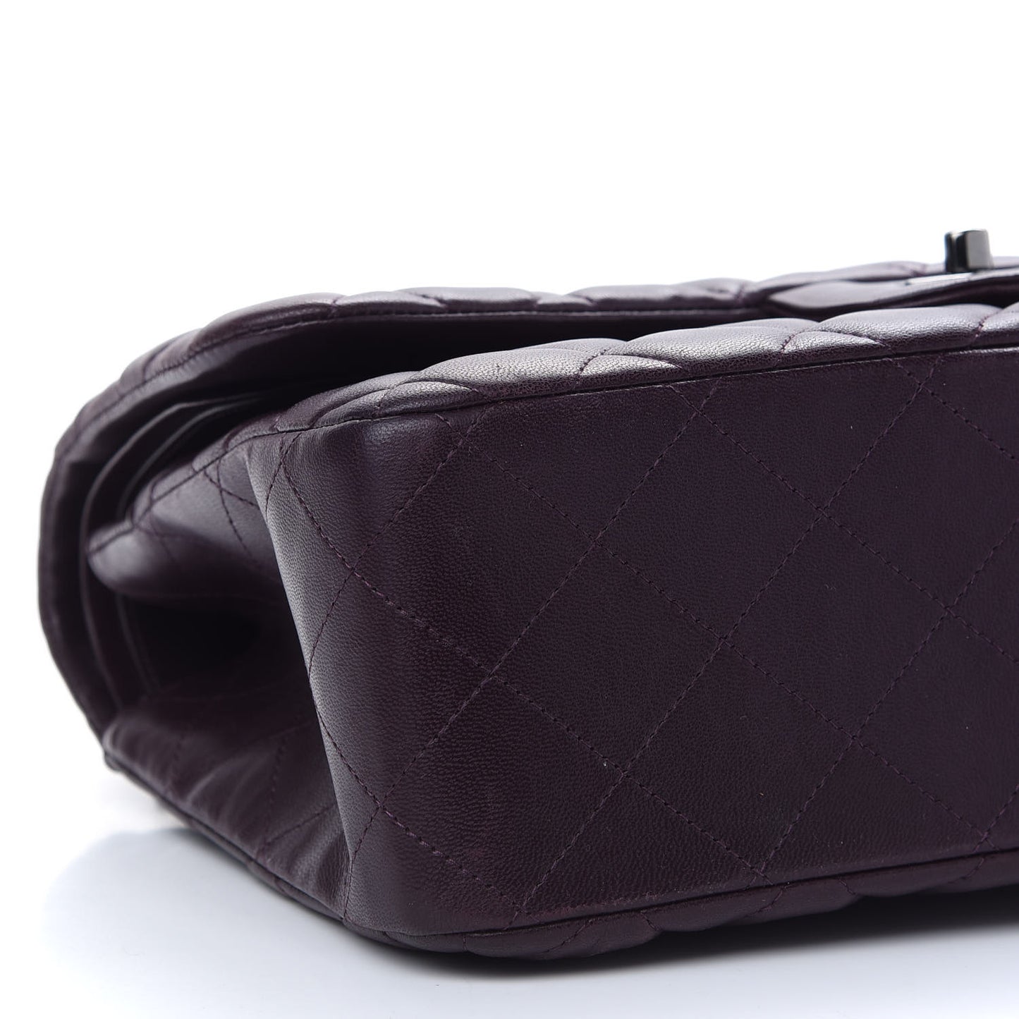 Lambskin Quilted Jumbo Double Flap Purple