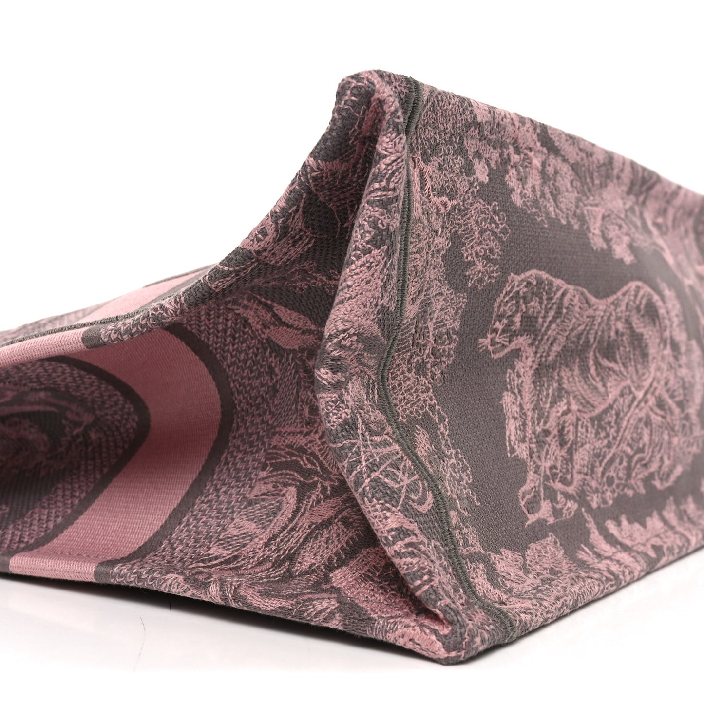 Canvas Embroidered Medium Dioriviera Toile De Jouy Book Tote Pink Grey