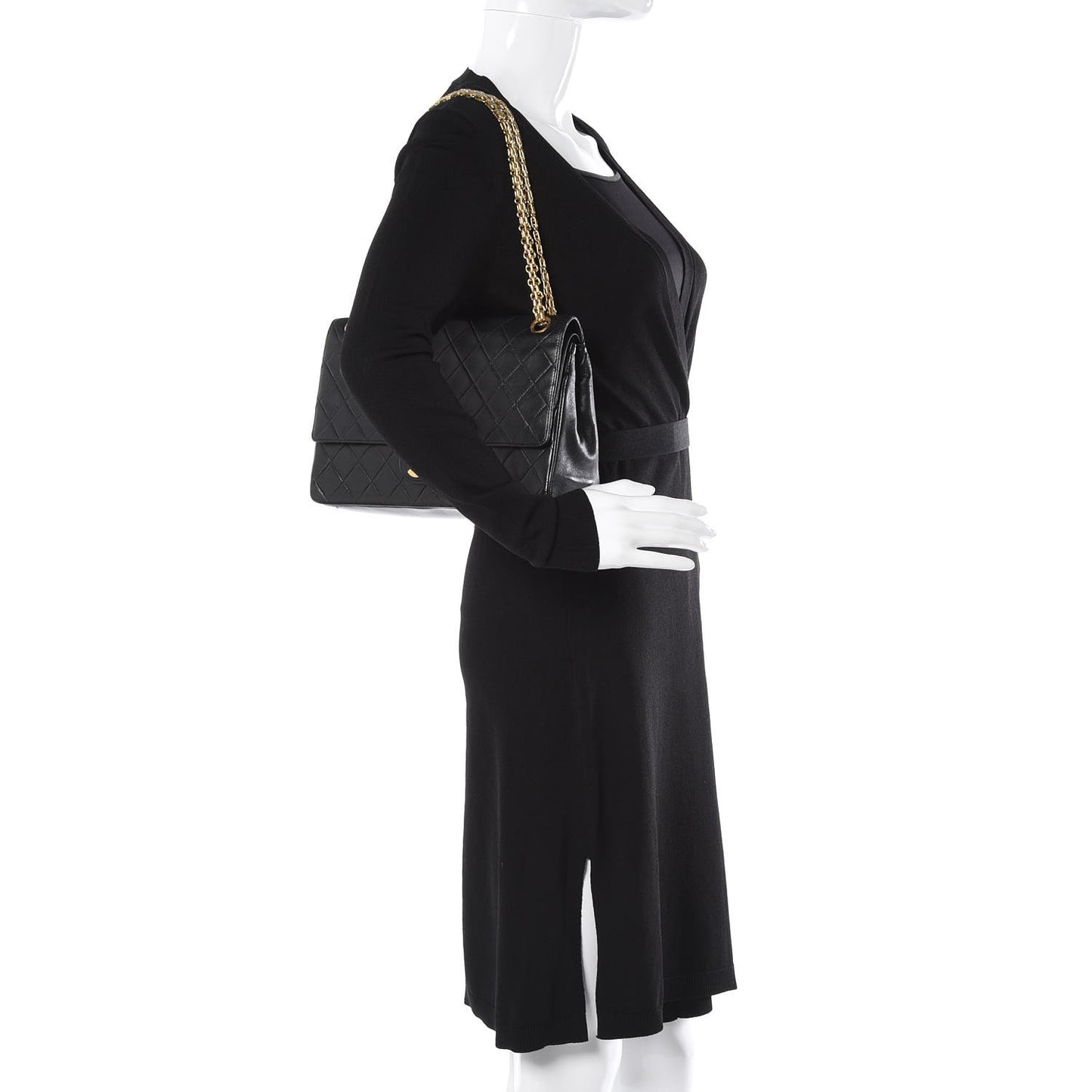 Lambskin Quilted Medium Double Flap Bijoux Chain Black
