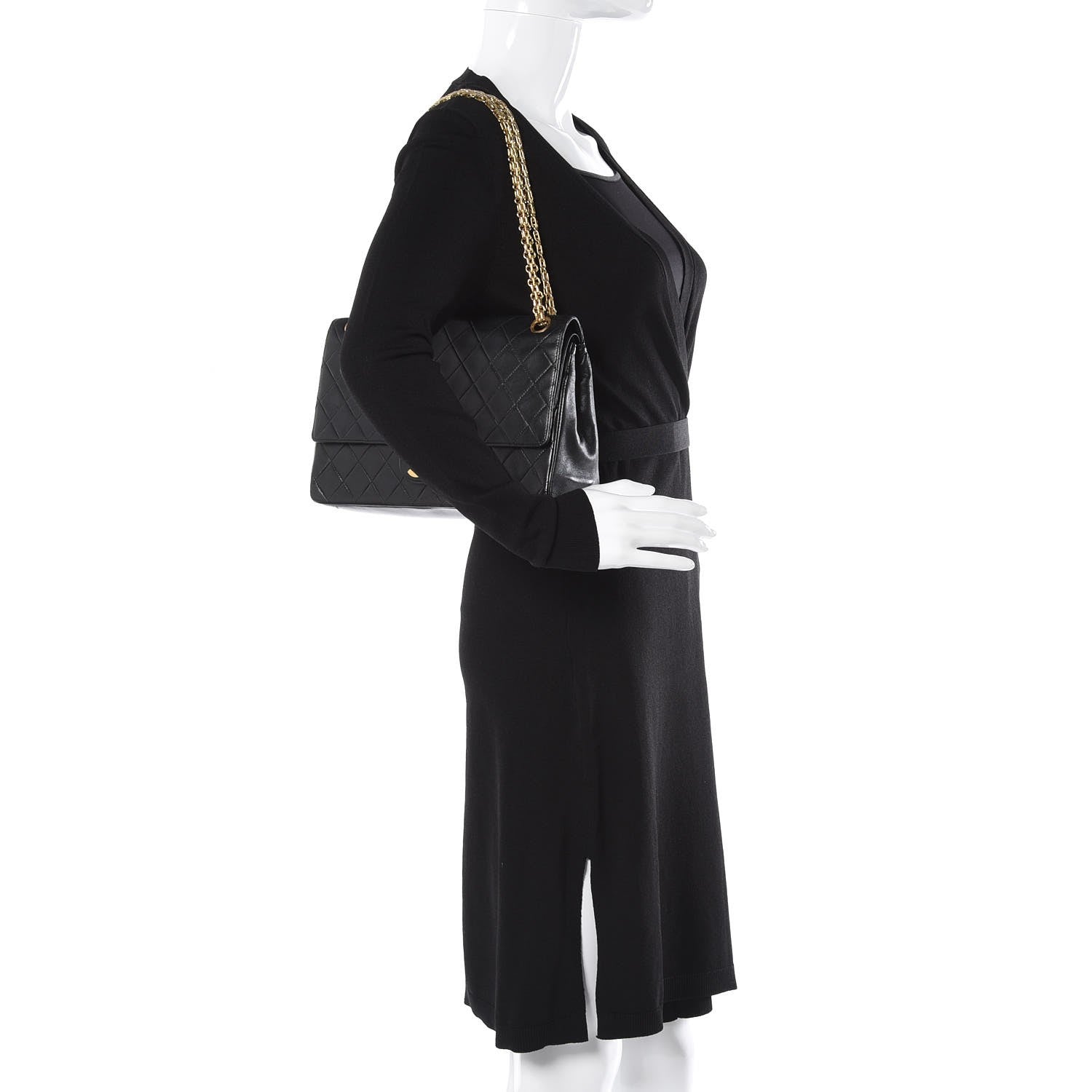 Chanel Lambskin Quilted Medium Double Flap Bijoux Chain Black 2 of 10