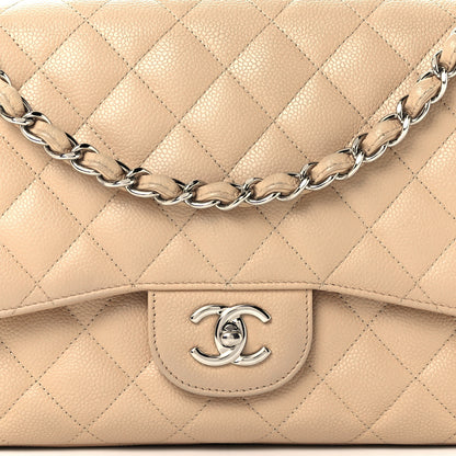 Chanel Caviar Quilted Jumbo Double Flap Light Beige 8 of 13
