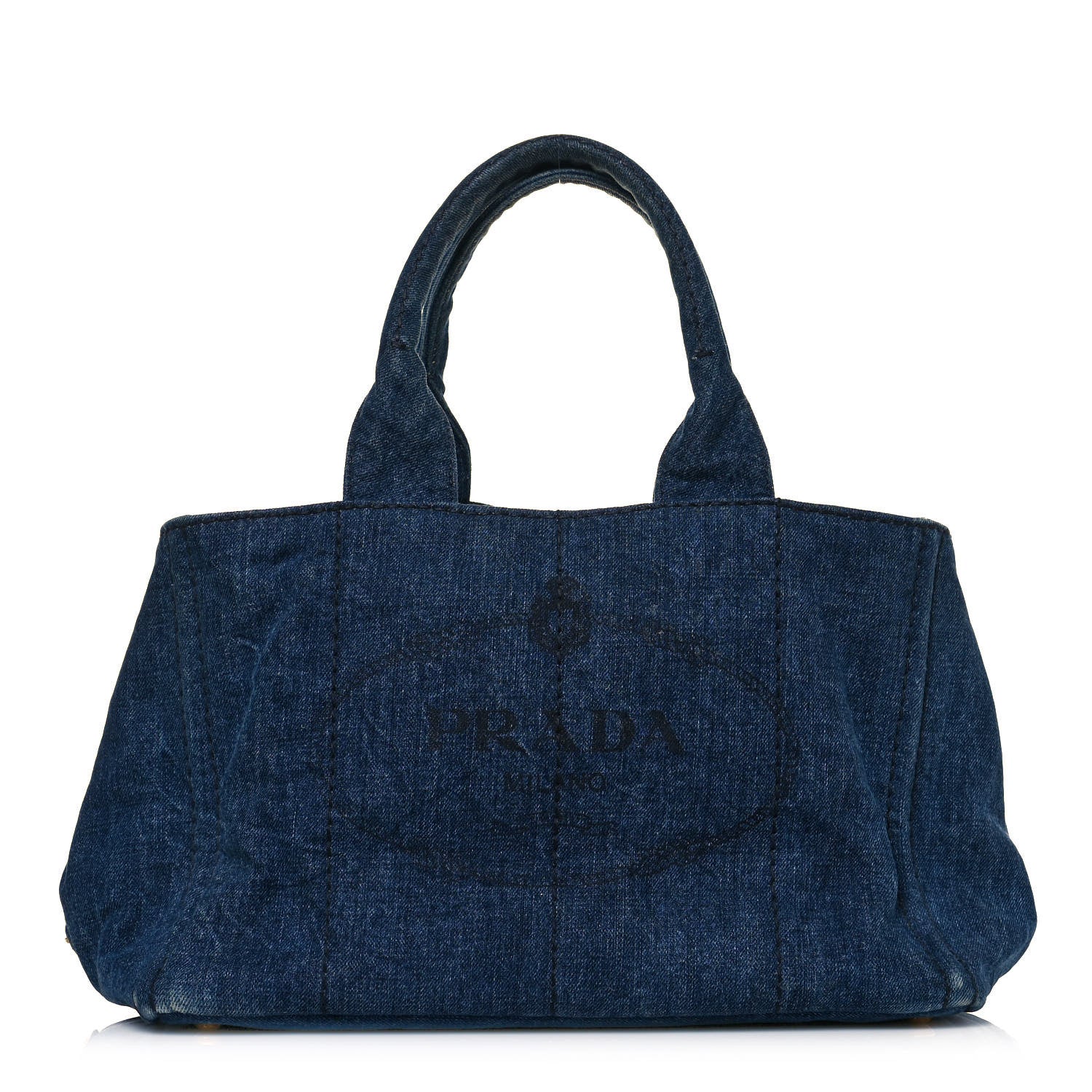 Prada Denim Logo Tote Bleu 1 of 14
