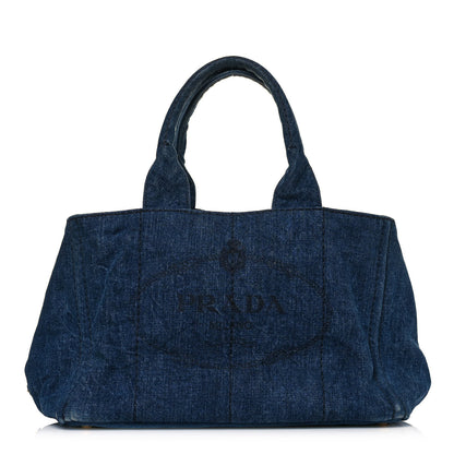 Prada Denim Logo Tote Bleu 1 of 14