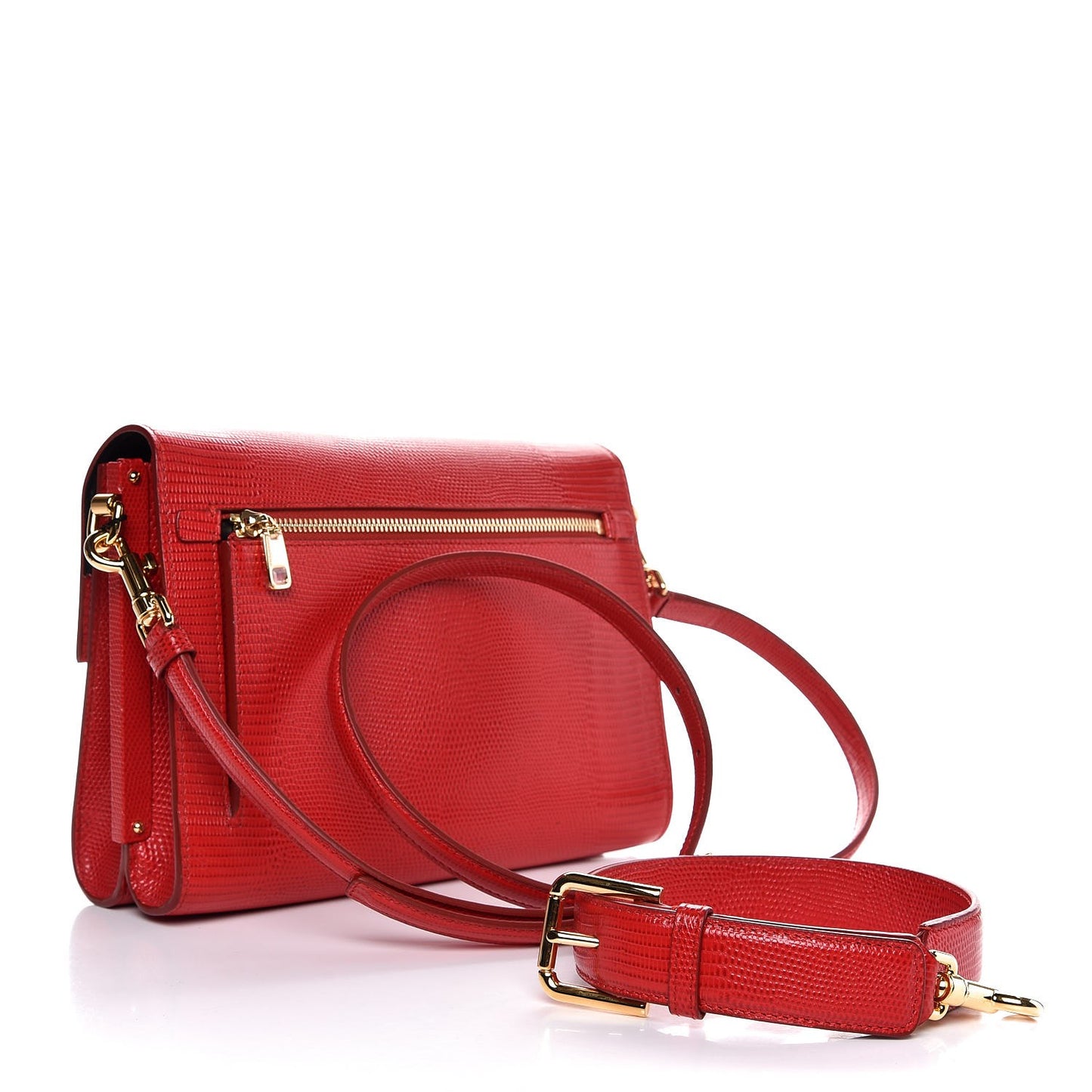 Iguana Calfskin Embossed Lucia Satchel Red