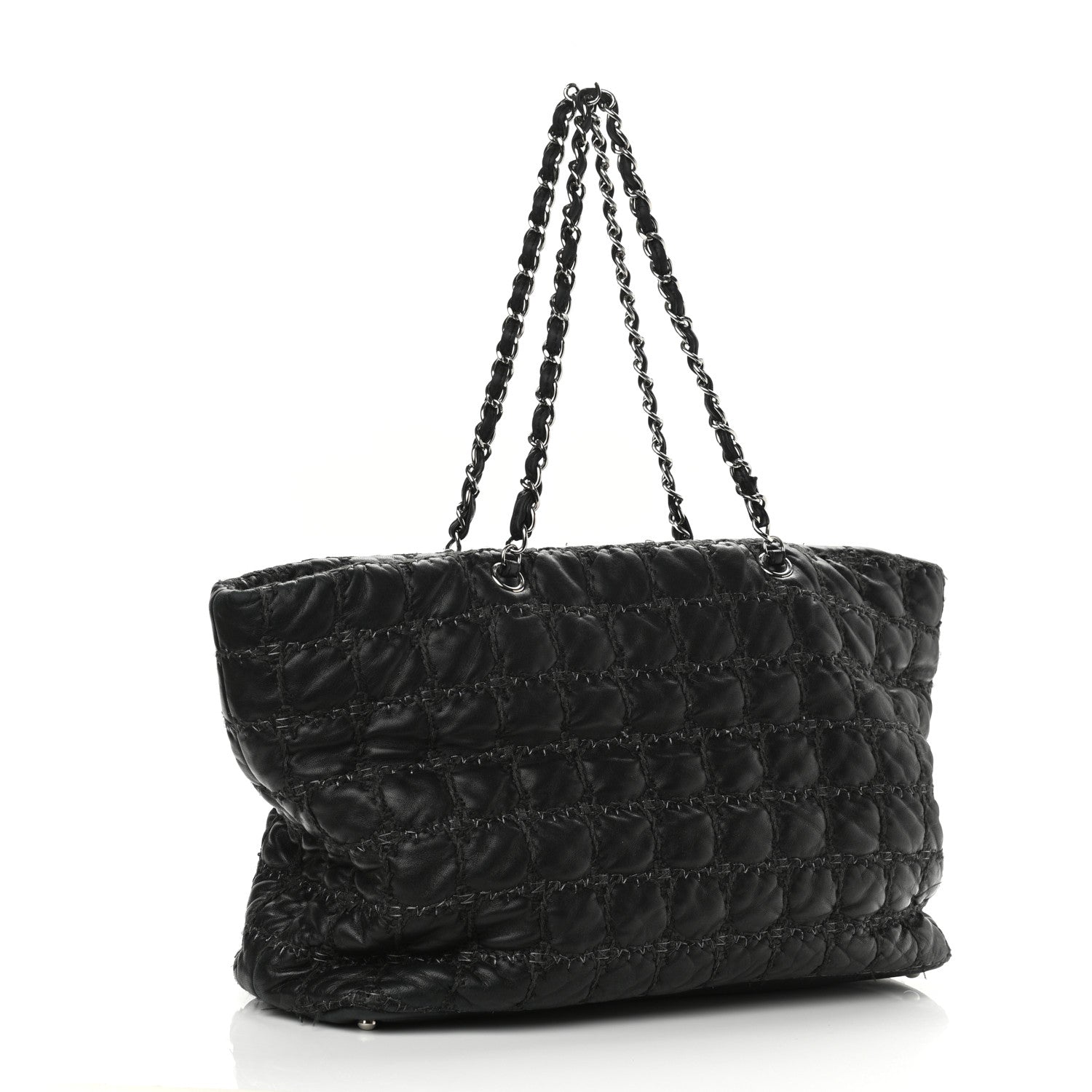 Chanel Lambskin Tweed Double Stitch Tote Black 3 of 10