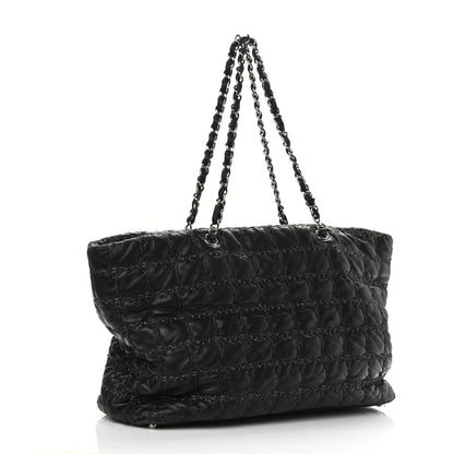 Chanel Lambskin Tweed Double Stitch Tote Black 3 of 10