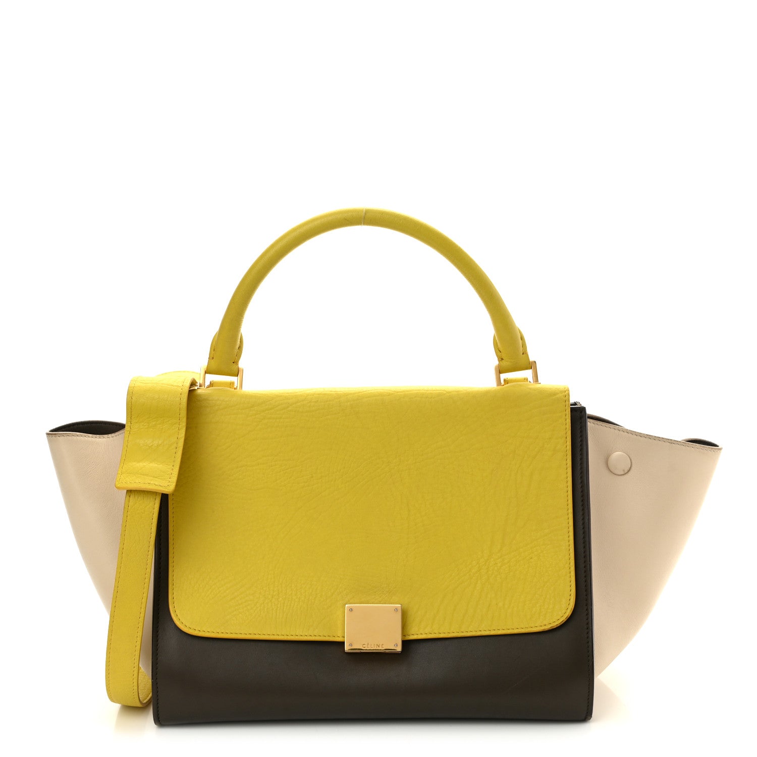 Celine Elephant Calfskin Small Tri-Color Trapeze Yellow 1 of 9