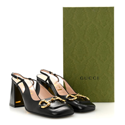 Gucci Malaga Kid Horsebit 75mm Slingback Pumps 40 Black 11 of 11