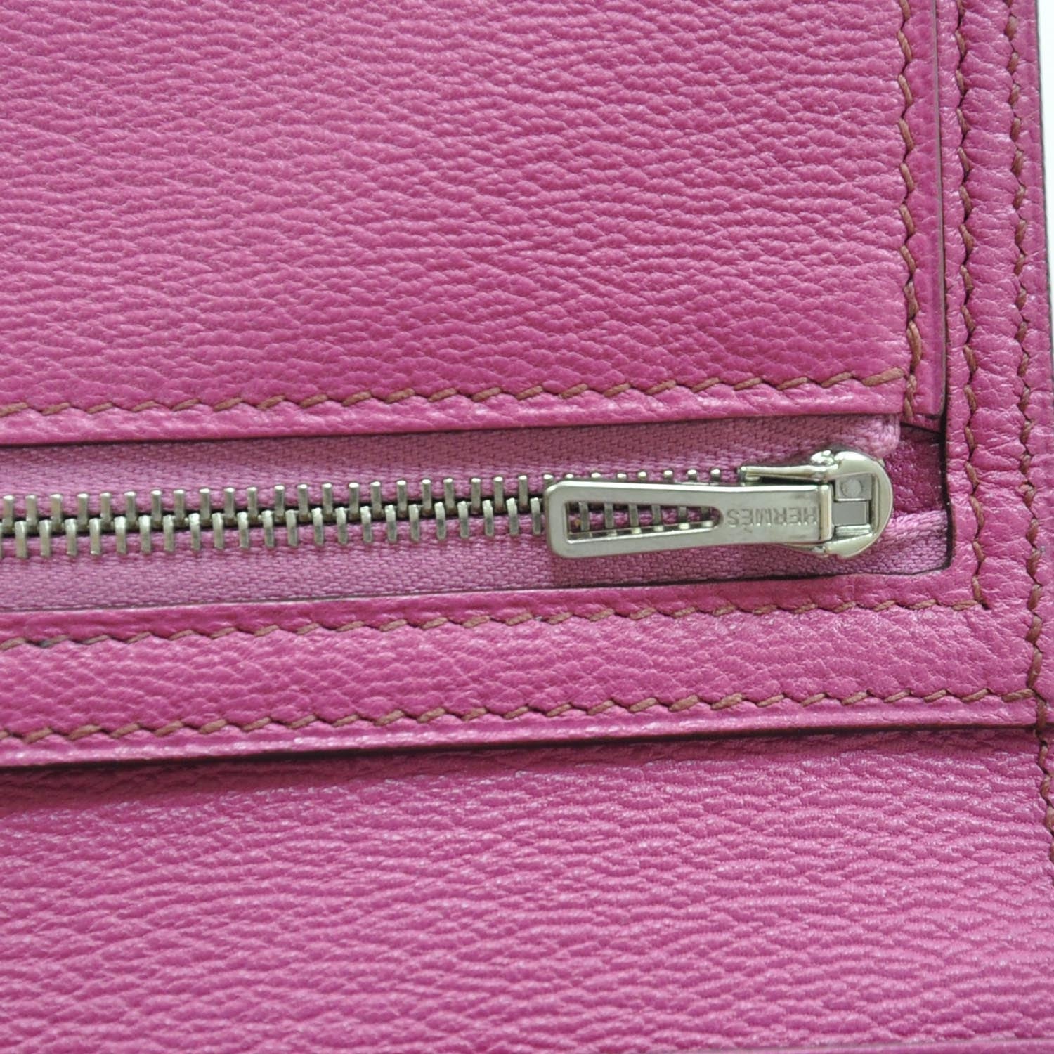 Hermes Shiny Alligator Bearn H Wallet Fuchsia 9 of 10