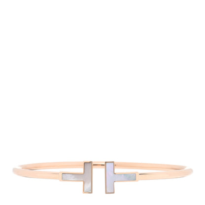 Tiffany 18K Rose Gold Mother of Pearl T Wire Bracelet 1 of 4