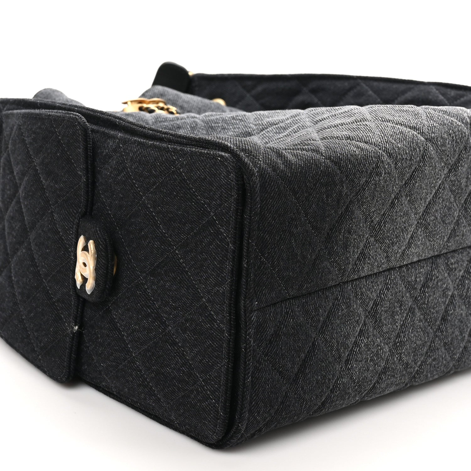 Chanel Washed Denim Quilted Medium Chanel 25 Handbag Black 1755972