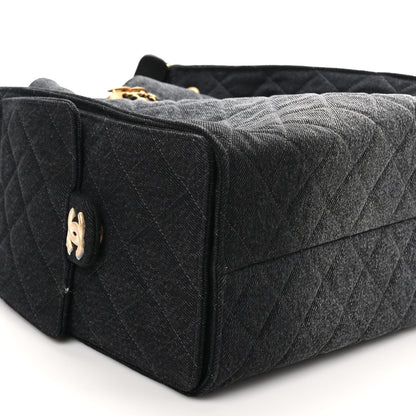 Chanel Washed Denim Quilted Medium Chanel 25 Handbag Black 10 of 12