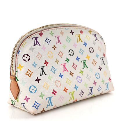 Louis Vuitton Monogram Multicolor Cosmetic Pouch White Litchi 3 of 8