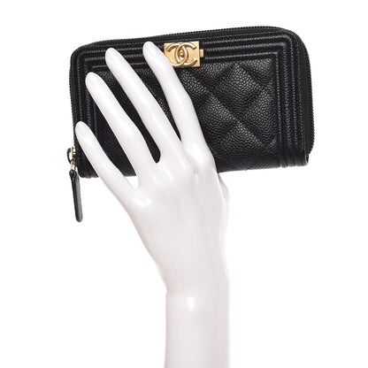 Chanel Caviar Quilted Small Boy Zip Around Wallet Black 2 of 9