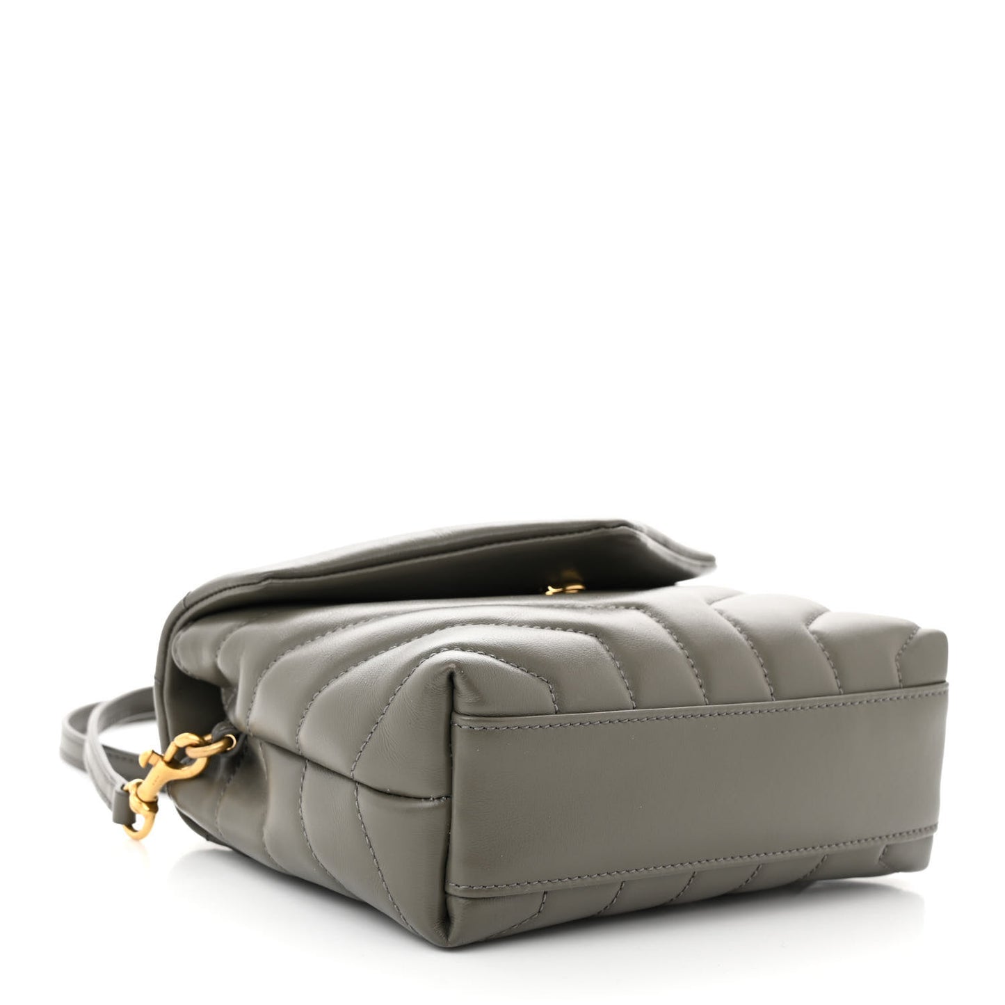 Calfskin Y Quilted Monogram Toy Loulou Crossbody Bag Grey Kaki