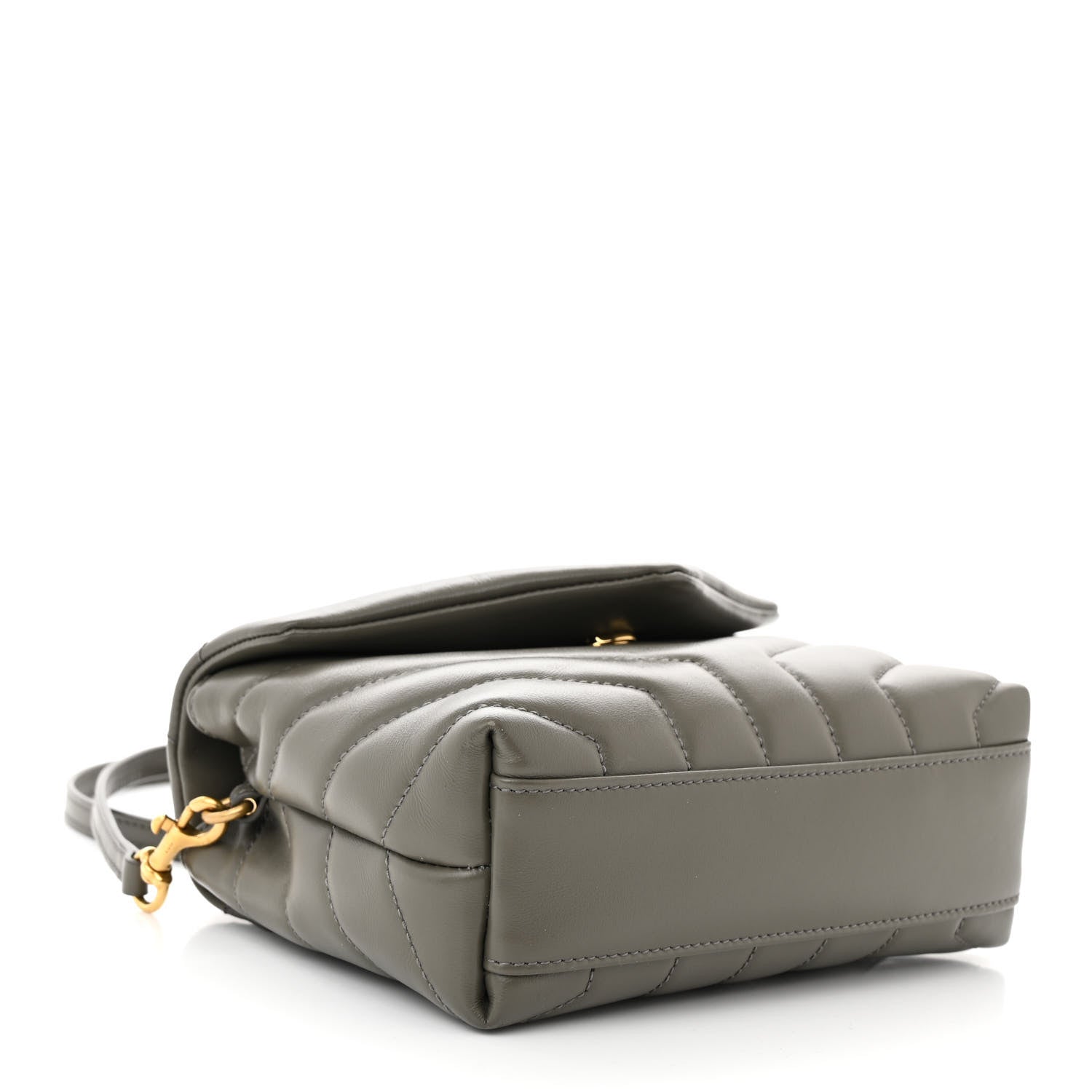 Saint Laurent Calfskin Y Quilted Monogram Toy Loulou Crossbody Bag Grey Kaki 4 of 11