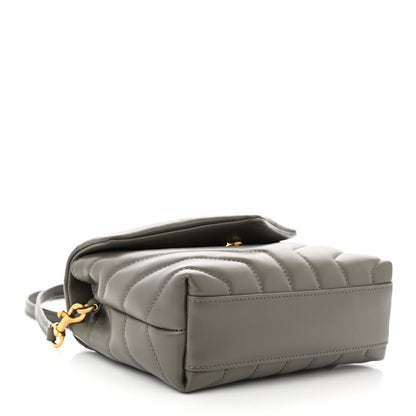 Saint Laurent Calfskin Y Quilted Monogram Toy Loulou Crossbody Bag Grey Kaki 4 of 11