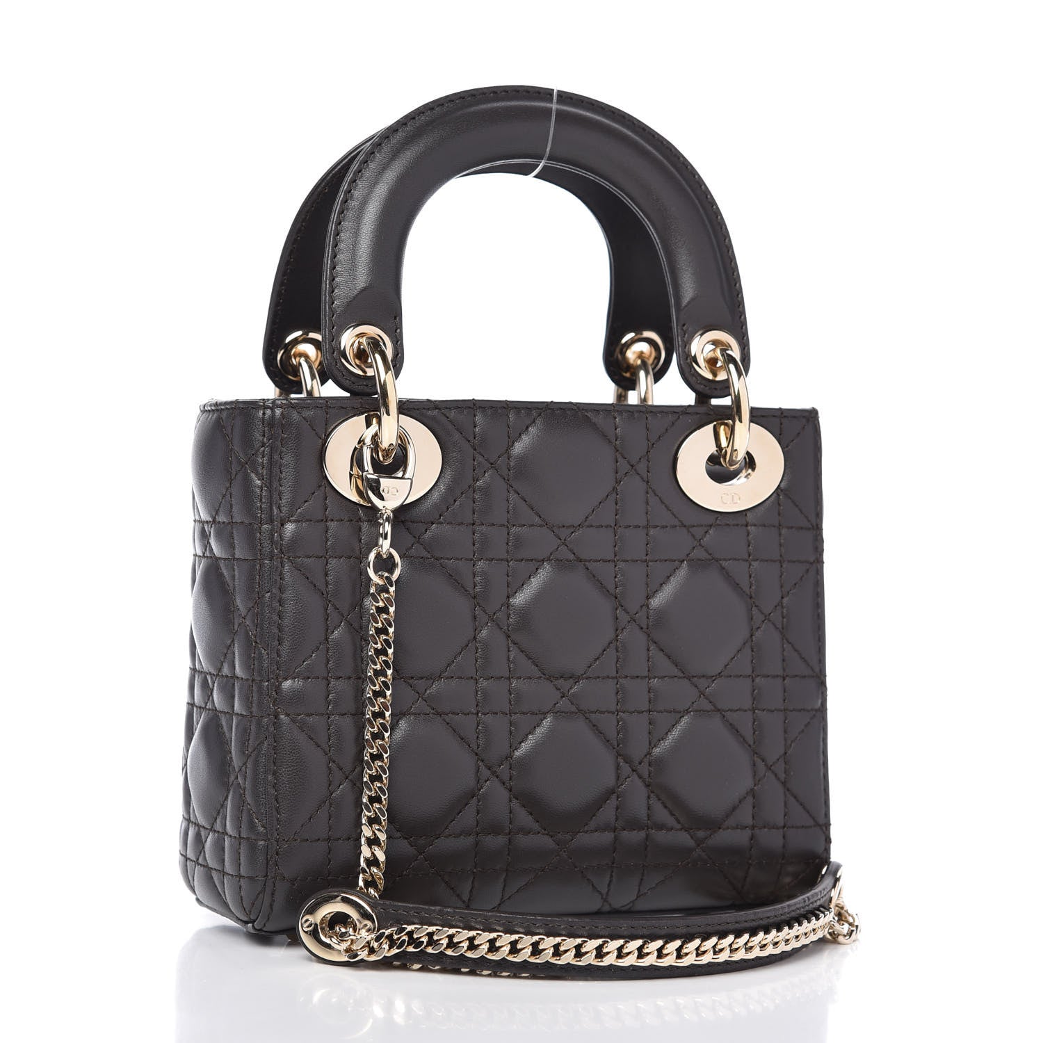 Christian Dior Lambskin Cannage Mini Lady Dior Dark Grey 3 of 10