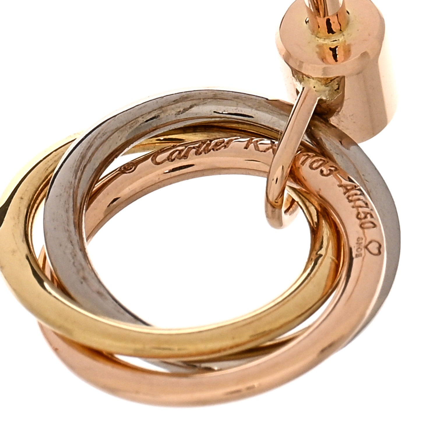 18K Pink Yellow White Gold Diamond Trinity Drop Earrings