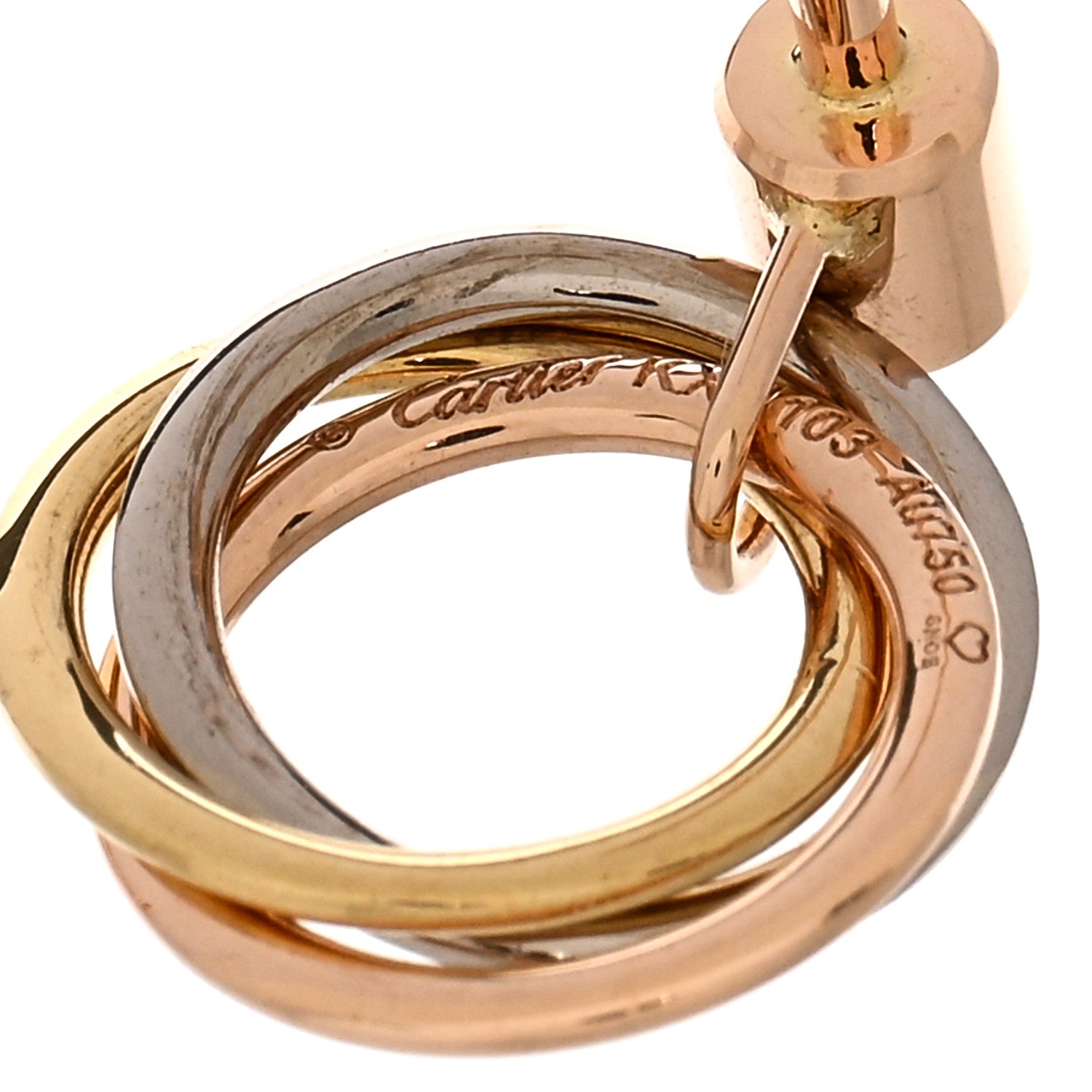 Cartier 18K Pink Yellow White Gold Diamond Trinity Drop Earrings 4 of 5