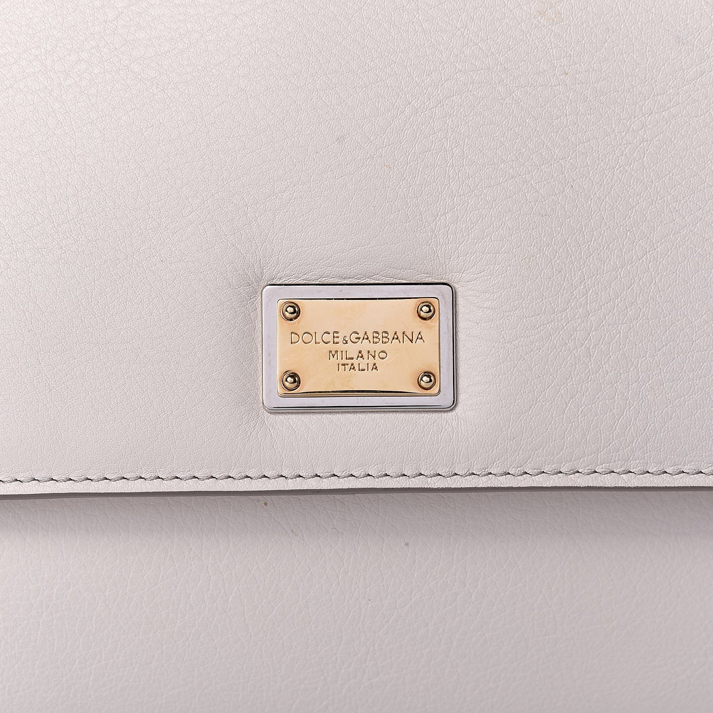 Grained Deerskin Large Bi-Color Miss Sicily Satchel White Caramello