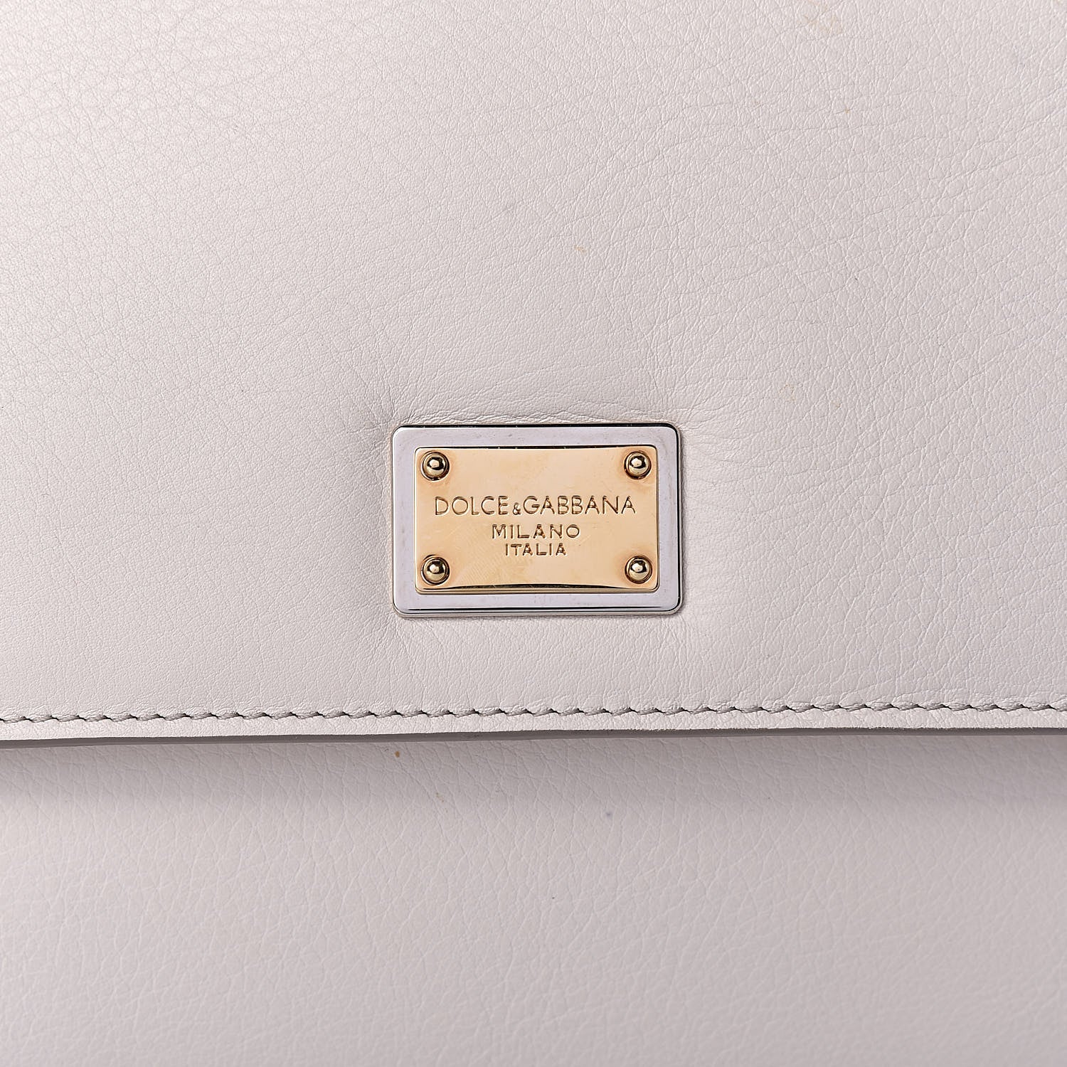Dolce & Gabbana Grained Deerskin Large Bi-Color Miss Sicily Satchel White Caramello 8 of 10