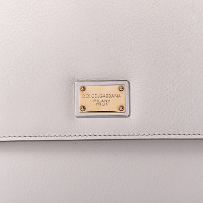 Dolce & Gabbana Grained Deerskin Large Bi-Color Miss Sicily Satchel White Caramello 8 of 10