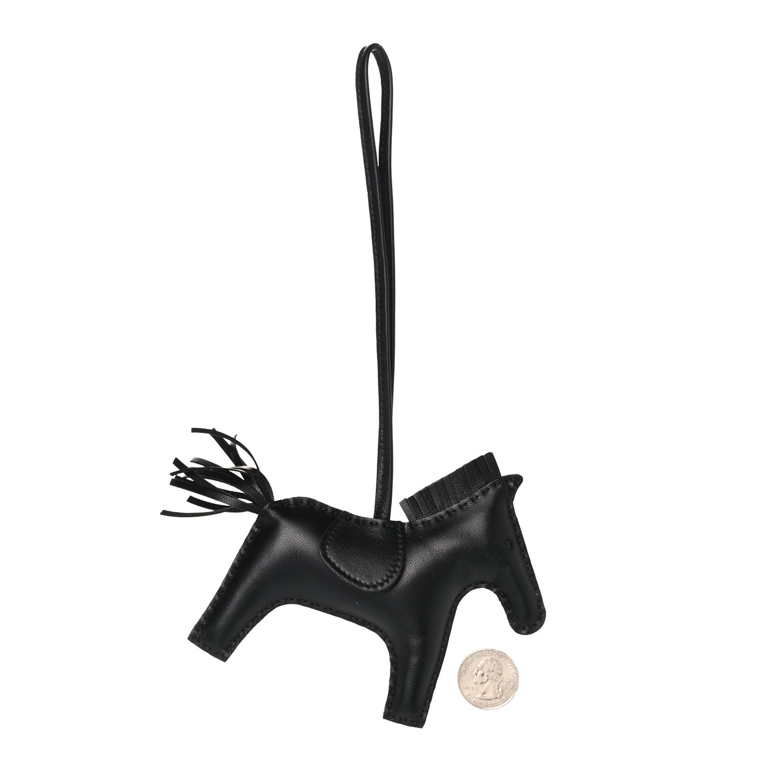 Hermes Milo Lambskin Grigri Rodeo Horse Bag Charm GM So Black 2 of 4