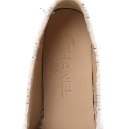 Chanel Tweed CC Espadrilles 39 Ecru White Blue Black 6 of 11