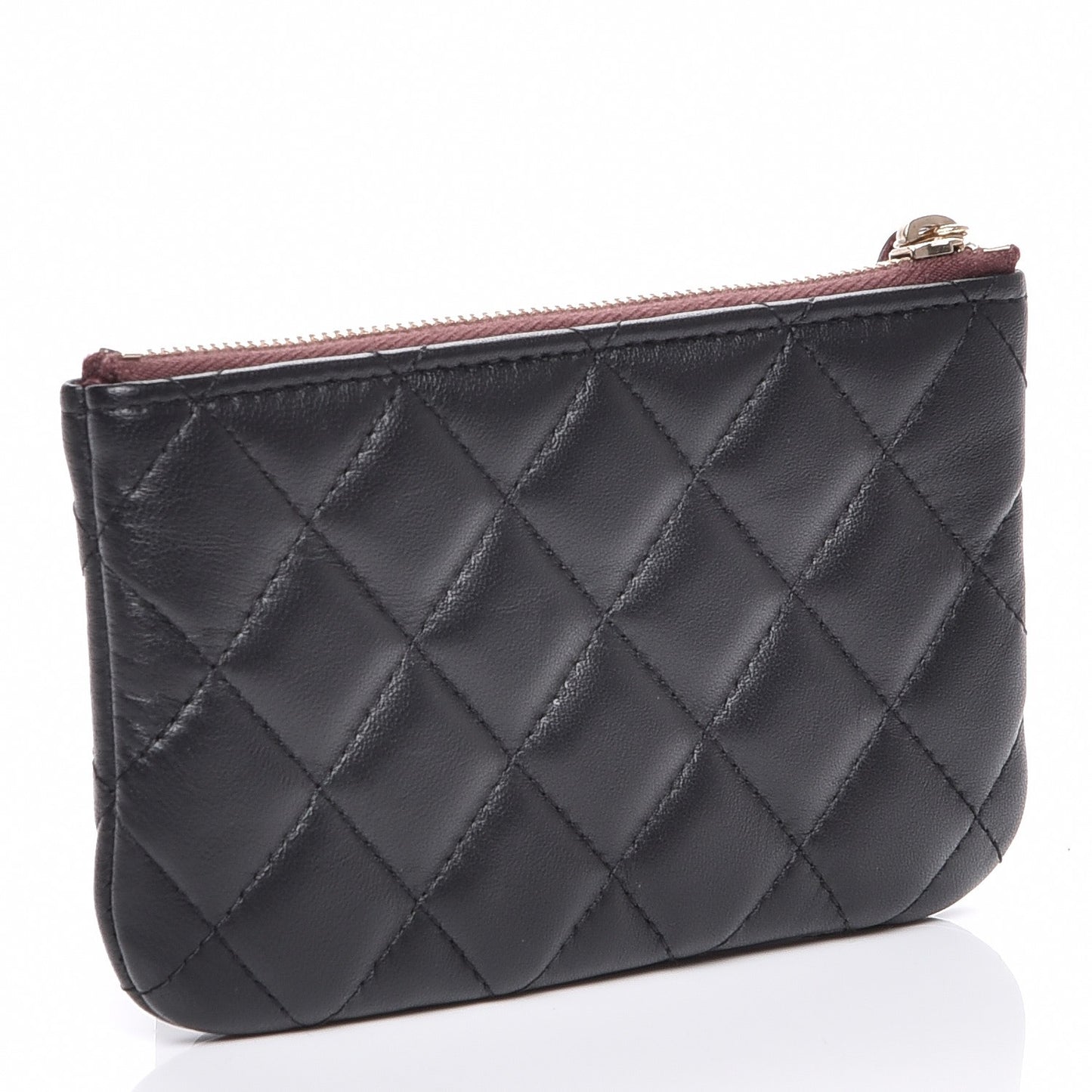Lambskin Quilted Small Cosmetic Case Black