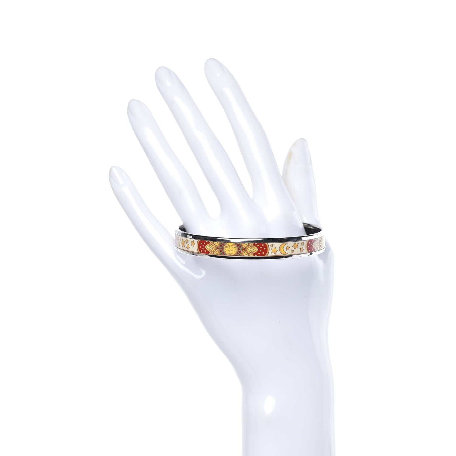 Hermes Enamel Printed Narrow Sun Moon Stars Bracelet 70 2 of 5