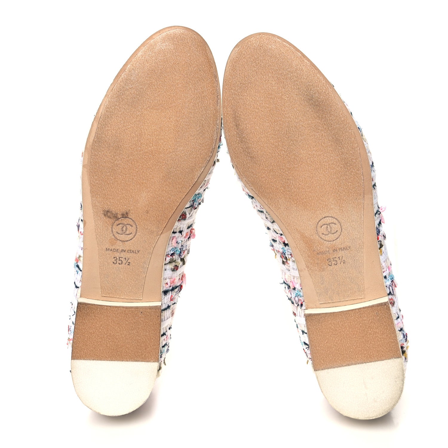 Chanel Tweed Grosgrain Cap Toe Ballerina Flats 35.5 White Black Pink 5 of 8