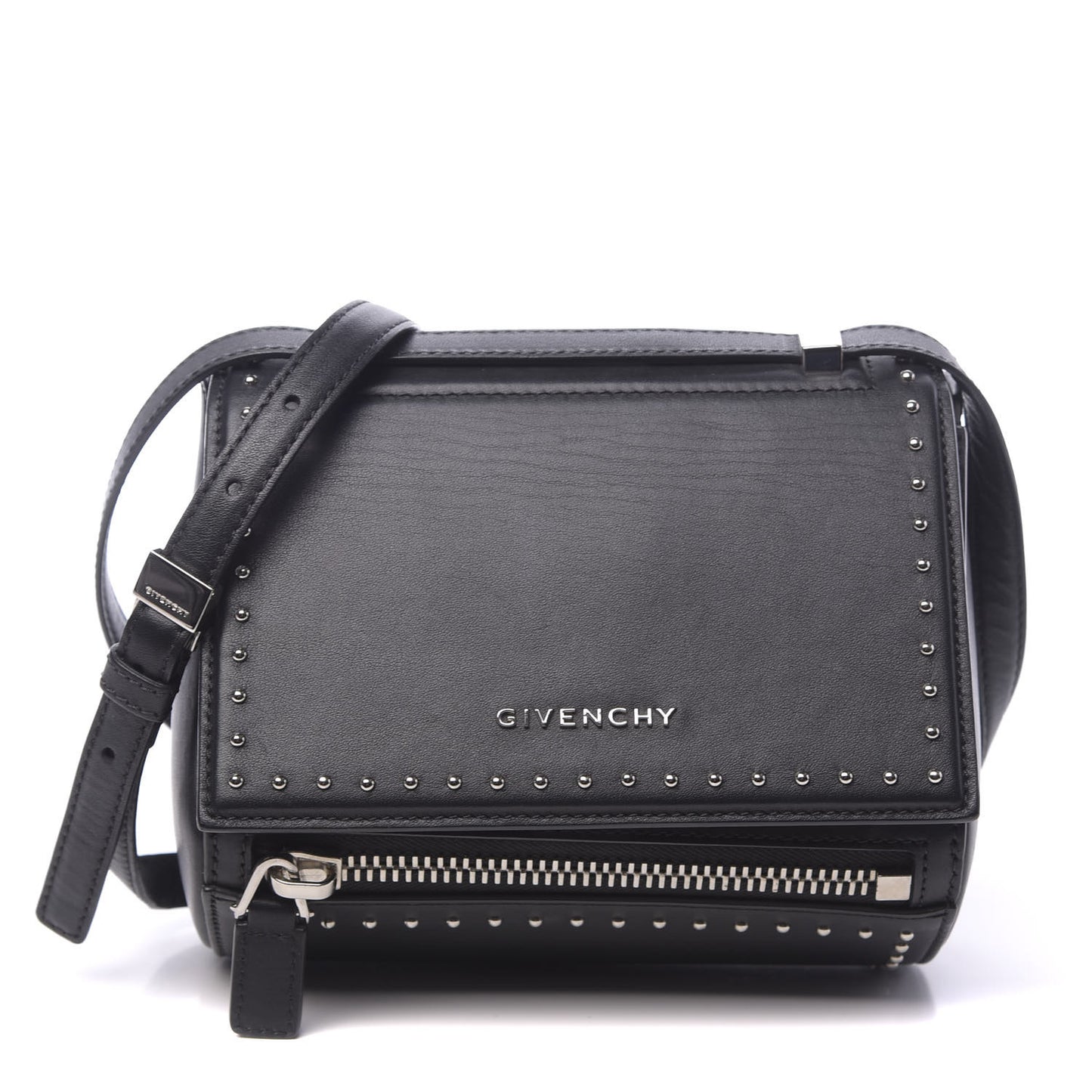 Calfskin Studded Mini Pandora Box Crossbody Bag Black