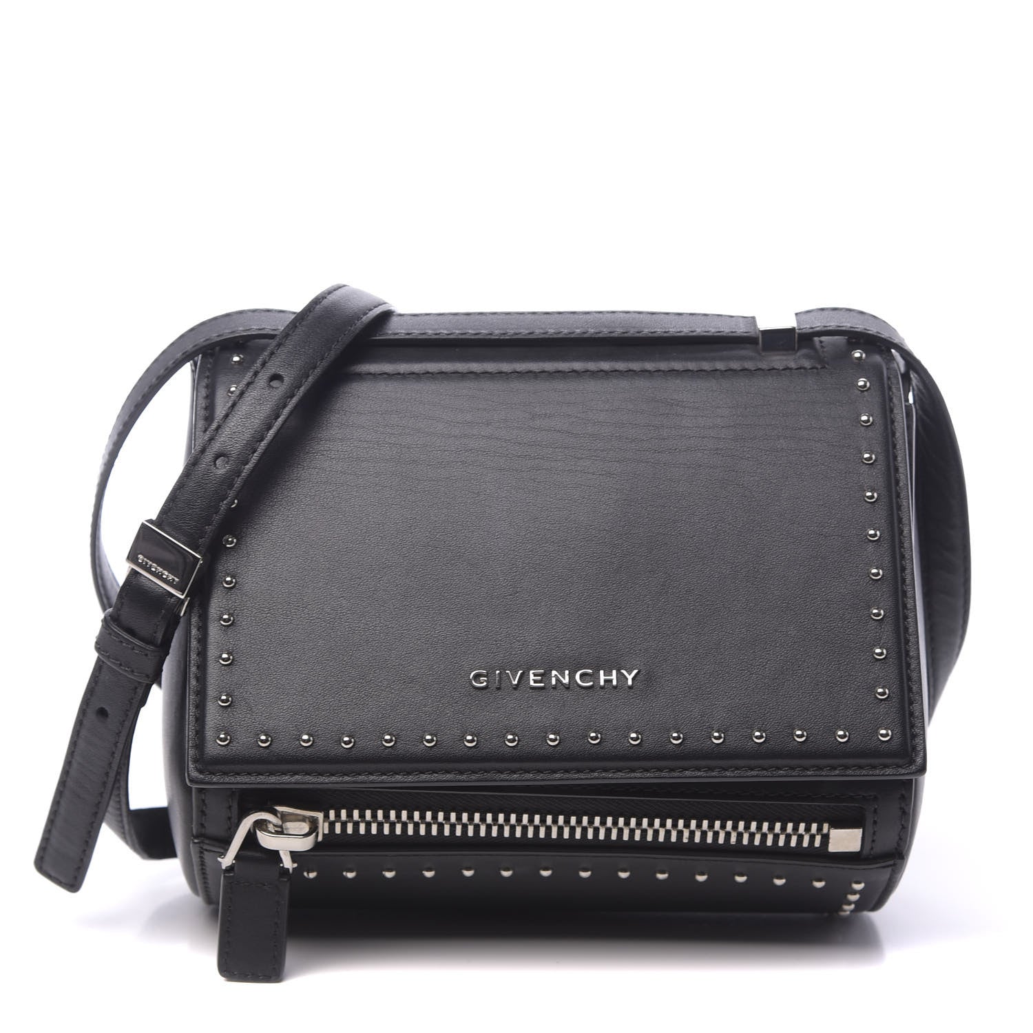 Givenchy Calfskin Studded Mini Pandora Box Crossbody Bag Black 1 of 12
