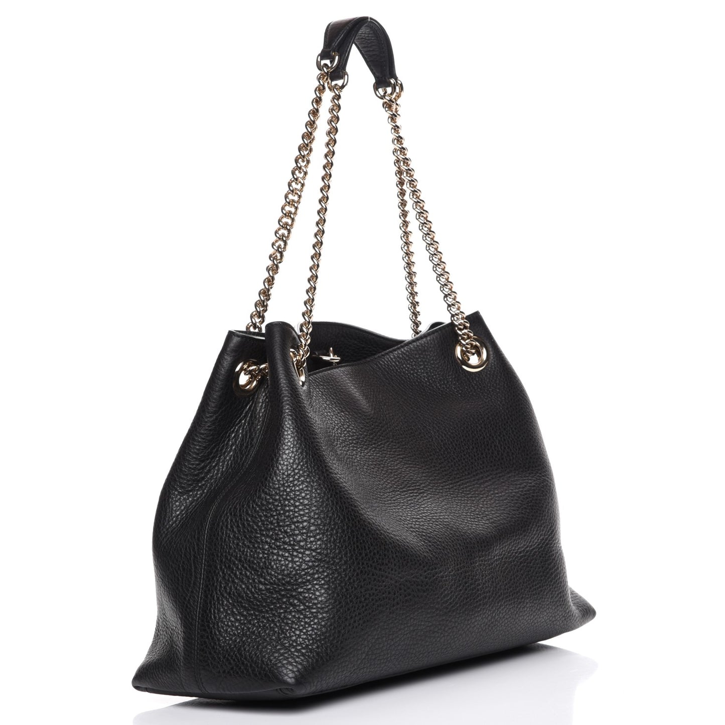 Pebbled Calfskin Medium Soho Chain Shoulder Bag Black