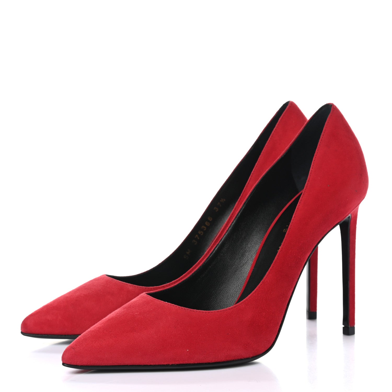Saint Laurent Kid Scamosciato Classic Paris 105 Skinny Pumps 37.5 New Red 3 of 12