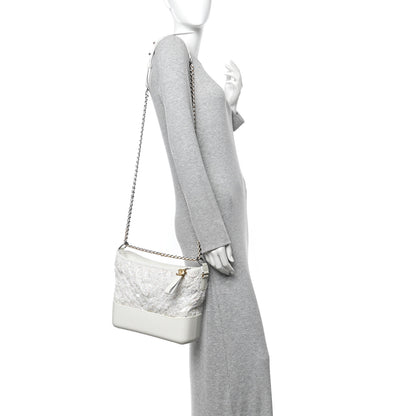 Chanel Tweed PVC Patent Chevron Quilted Medium Gabrielle Hobo White 2 of 11