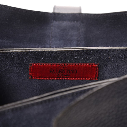 Valentino Garavani Pebbled Calfskin Rockstud Satchel Navy 5 of 8
