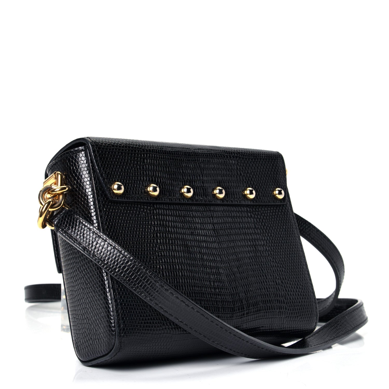 Dolce & Gabbana Calfskin Iguana Embossed Mini Lucia Satchel Black 2 of 4