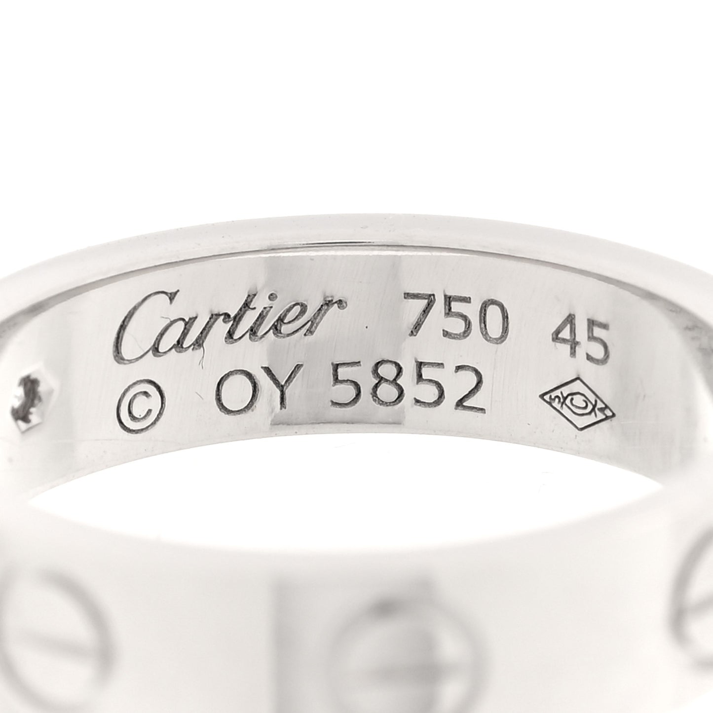 18K White Gold Diamond 4mm LOVE Wedding Band Ring 45 3.25