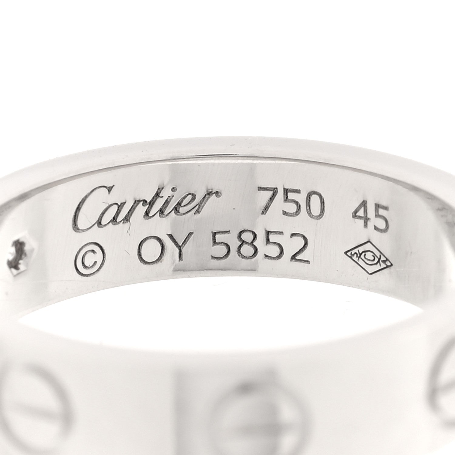 Cartier 18K White Gold Diamond 4mm LOVE Wedding Band Ring 45 3.25 4 of 4