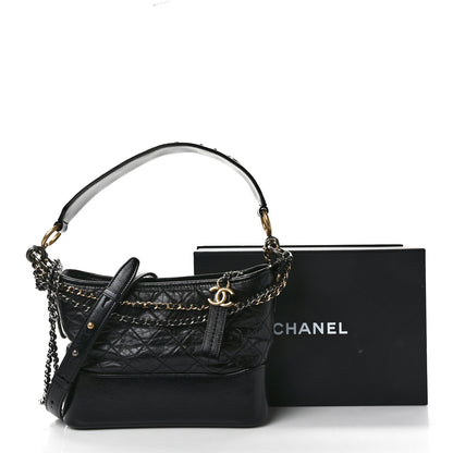 Chanel Aged Calfskin Quilted Medium Gabrielle Logo Hobo Black 11 of 11