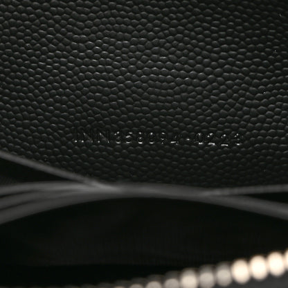 Saint Laurent SAINT LAURENT Grain De Poudre Matelasse Chevron Monogram Zip Around Wallet Black 7 of 7
