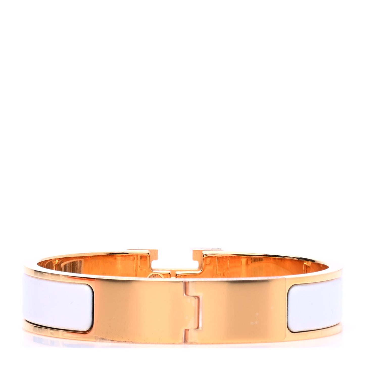 Enamel Narrow Clic Clac H Bracelet PM White