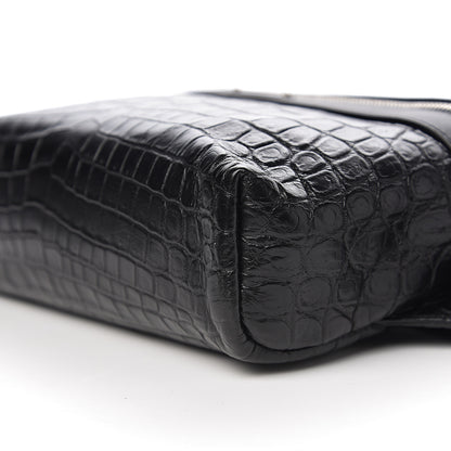 Saint Laurent Calfskin Crocodile Embossed City Belt Bag Black 7 of 8