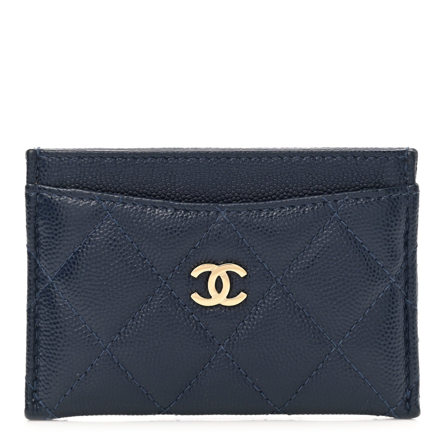 Caviar Quilted Card Holder Navy
