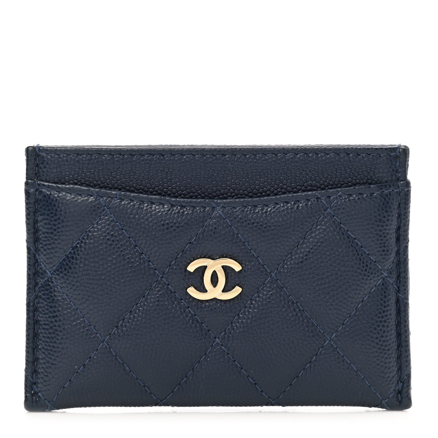 Chanel Caviar Quilted Card Holder Navy 1 of 9