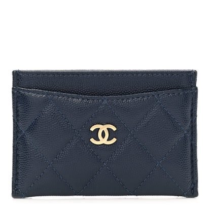 Chanel Caviar Quilted Card Holder Navy 1 of 9